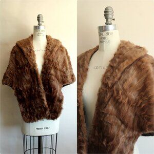 Vintage 1950s Fur Wrap, Formal Evening Shawl